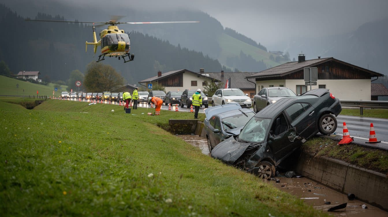 Drei Autos krachen auf der B172 ineinander