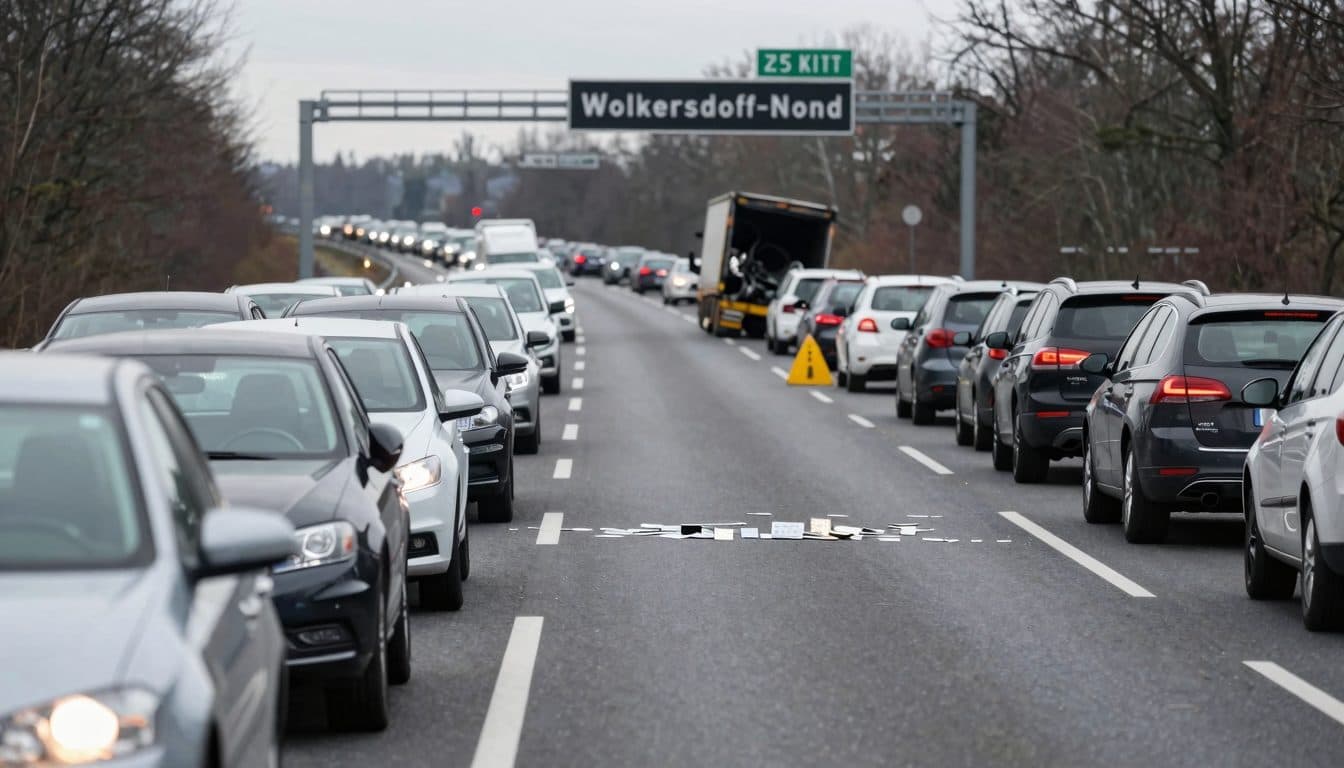 Lkw-Unfall legt A5 bei Wolkersdorf kurz lahm