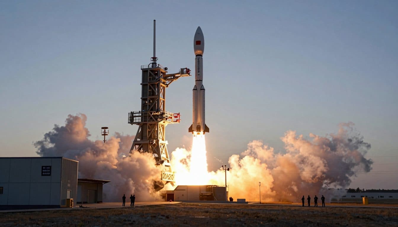 Drei Raumfahrer fliegen zusammen zur ISS