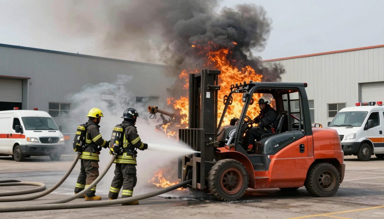 Großer Stapler beim Sägewerk Stora Enso in Ybbs hat gebrannt