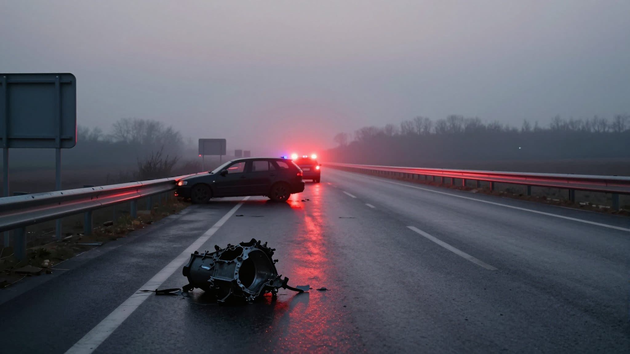 Starkregen auf der A9: Auto kracht in die Leitschiene