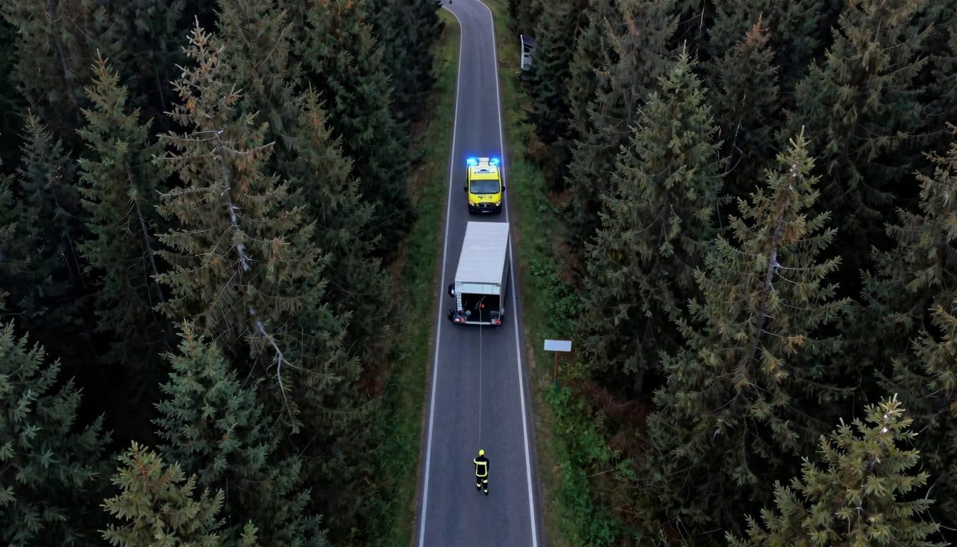 Milch-Lastwagen kippt in den Wald: Helfer brauchen fünf Stunden