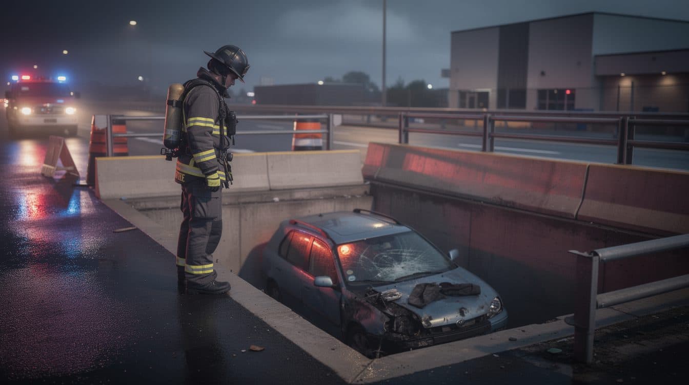 A27 bei Bremerhaven: Auto stürzt in Baugrube – Fahrer kommt mit Schrecken davon