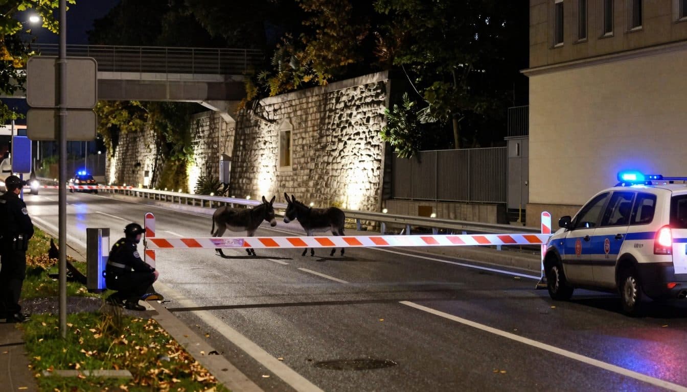 Zwei Esel auf Abenteuer in Wien: Polizei hilft mit Gürtel-Trick