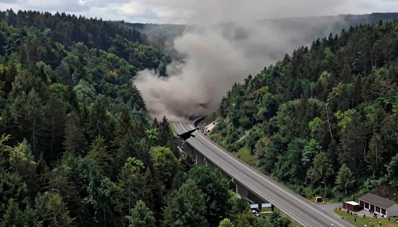 Brücke an der A45 wird gesprengt – der zweite Versuch klappt