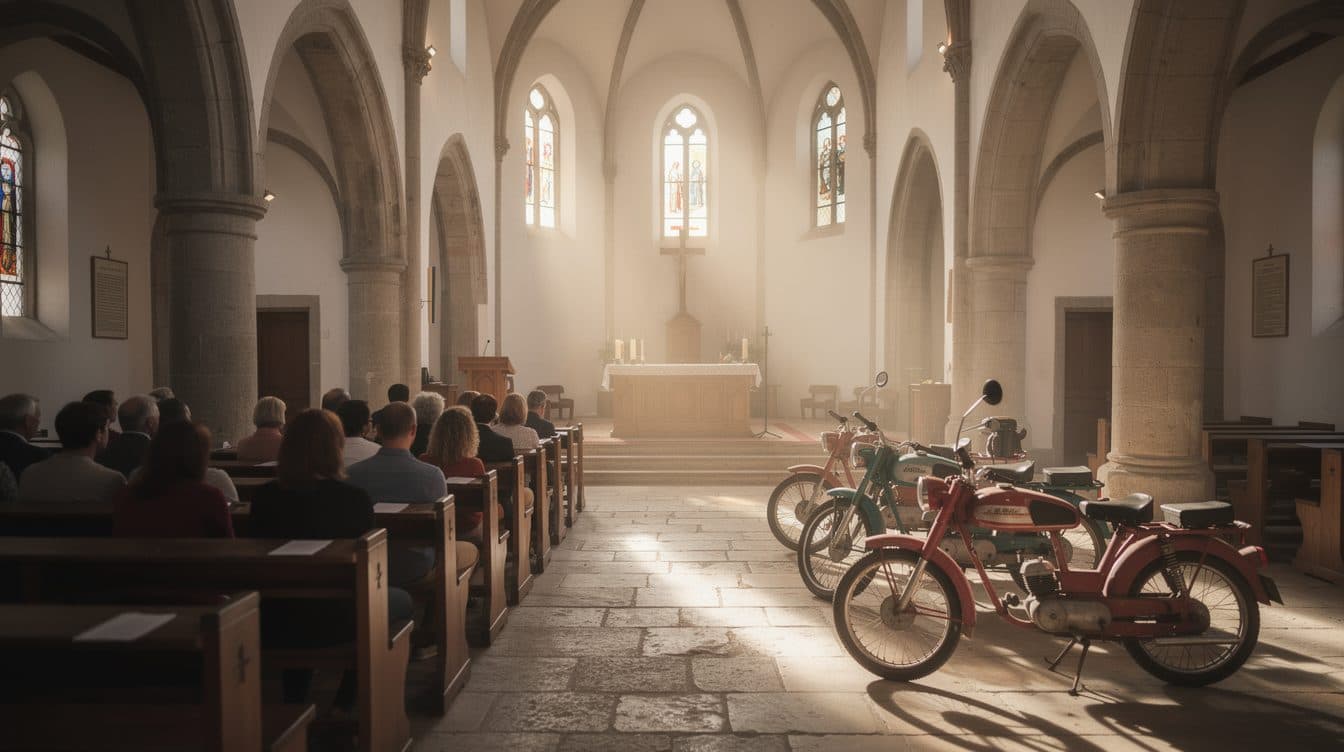 Mopeds in der Kirche: Simson-Fans feiern Gottesdienst