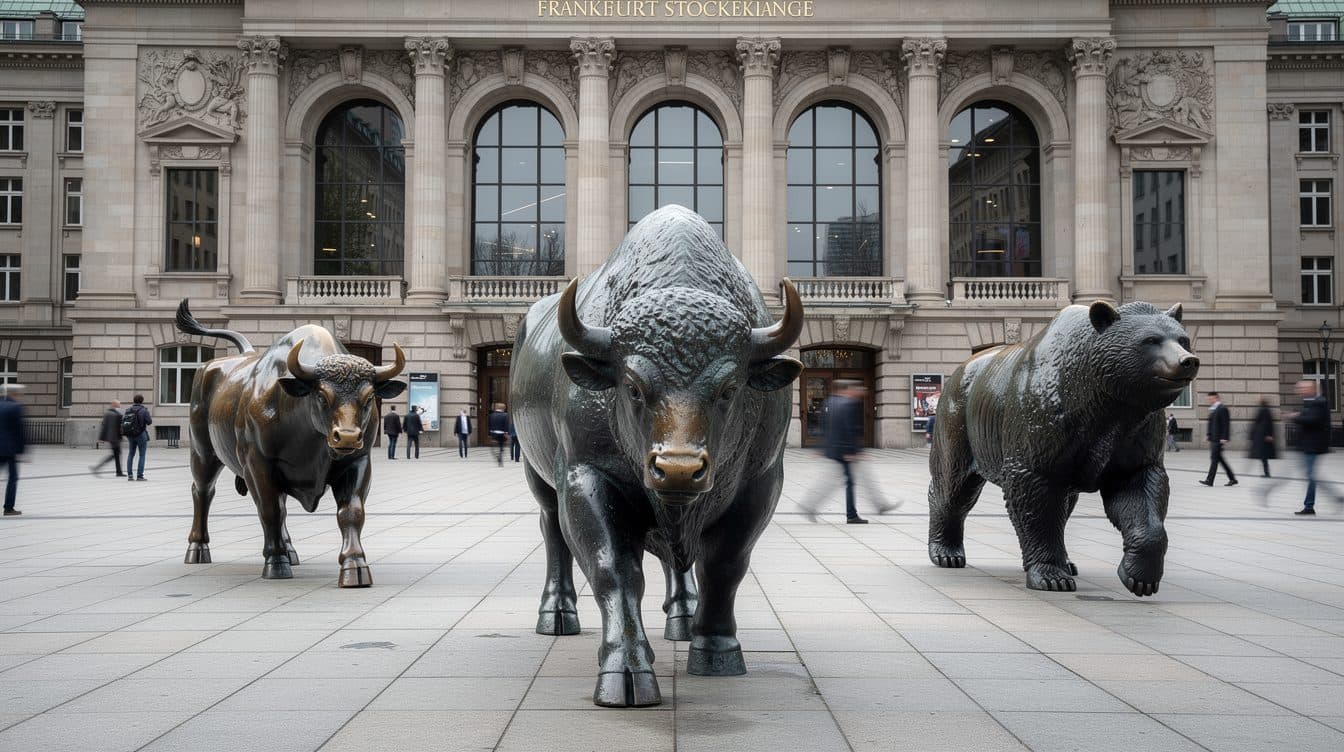 Ein Bison neben Bulle und Bär: Was steckt hinter der Aktion in Frankfurt?