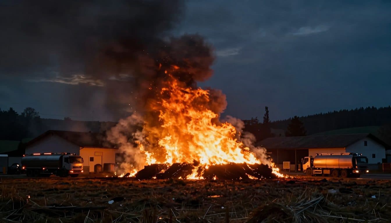 Großer Feuerwehreinsatz bei Strohlager in Niederösterreich
