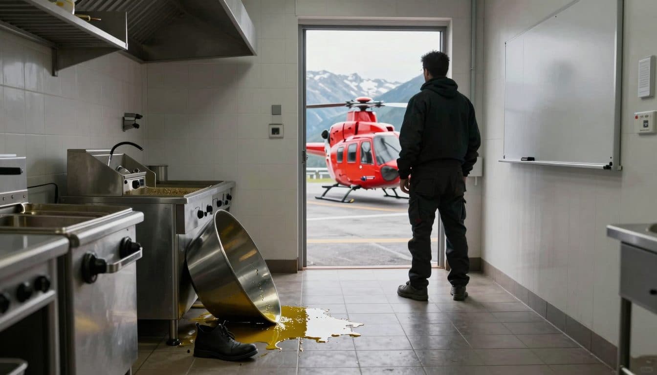 Frau verletzt sich in Küche mit heißem Öl