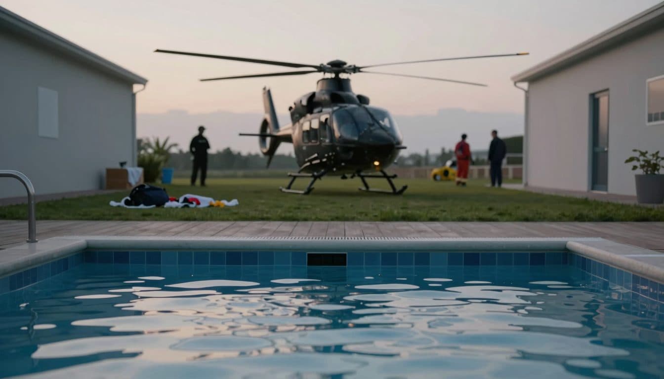 Rettung im Freibad: Helfer holen einen Mann aus dem Wasser