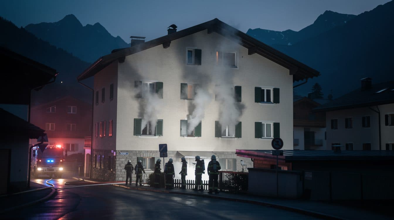 Wohnhausbrand in Tirol: Vier Menschen verletzt, viele Helfer im Einsatz