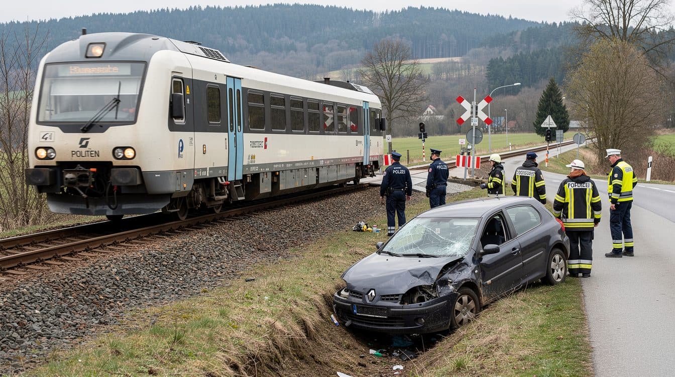 Zug kracht im Erzgebirge in ein Auto – ein Fahrer schwer verletzt