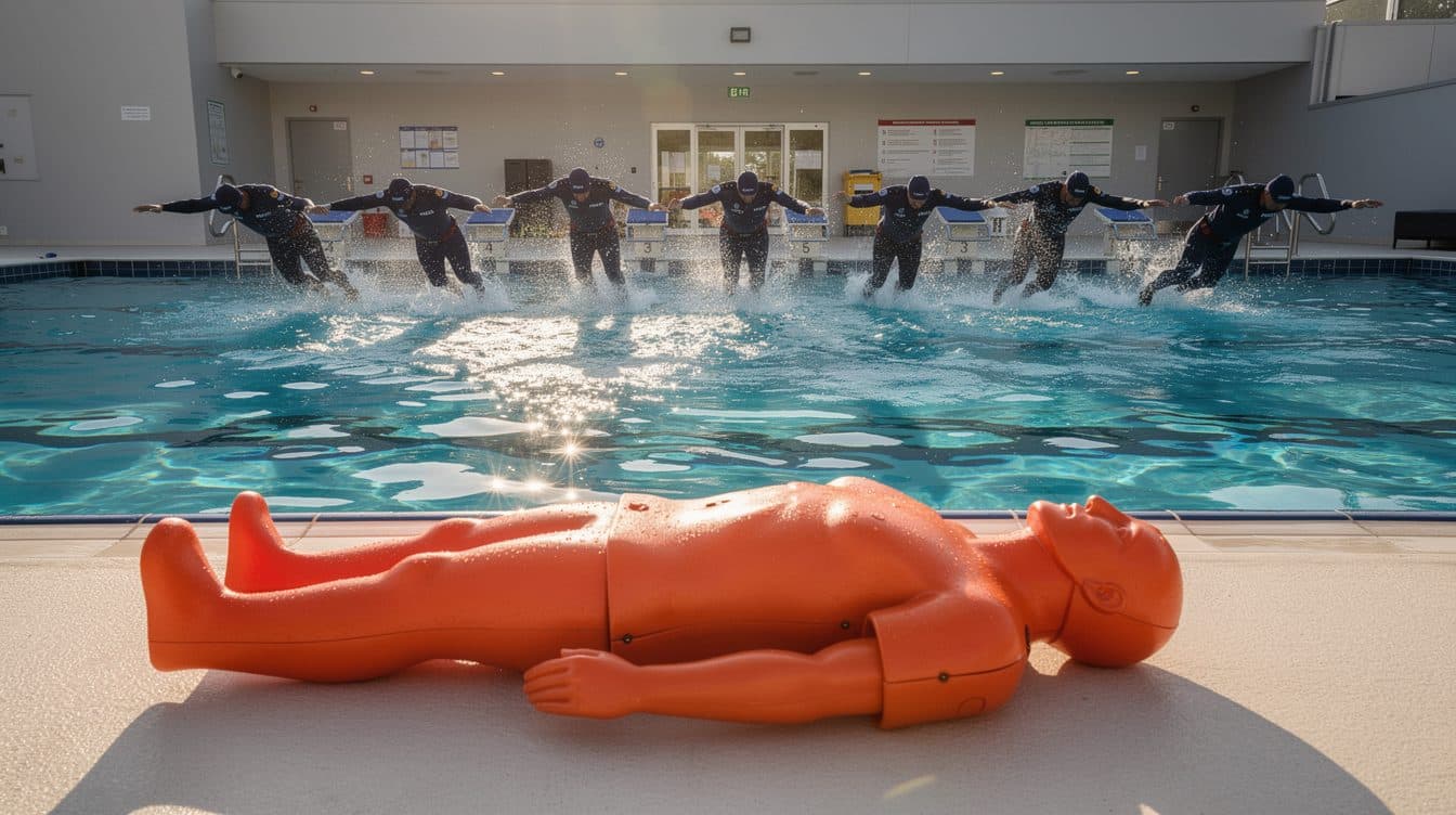 Polizei im Becken: Wer ist am schnellsten im Wasser?