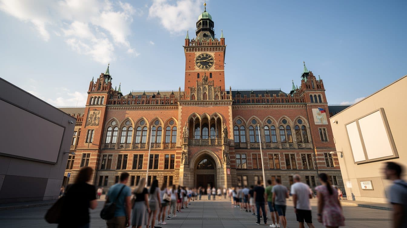 Tausende Leute besuchen das Rote Rathaus in Berlin