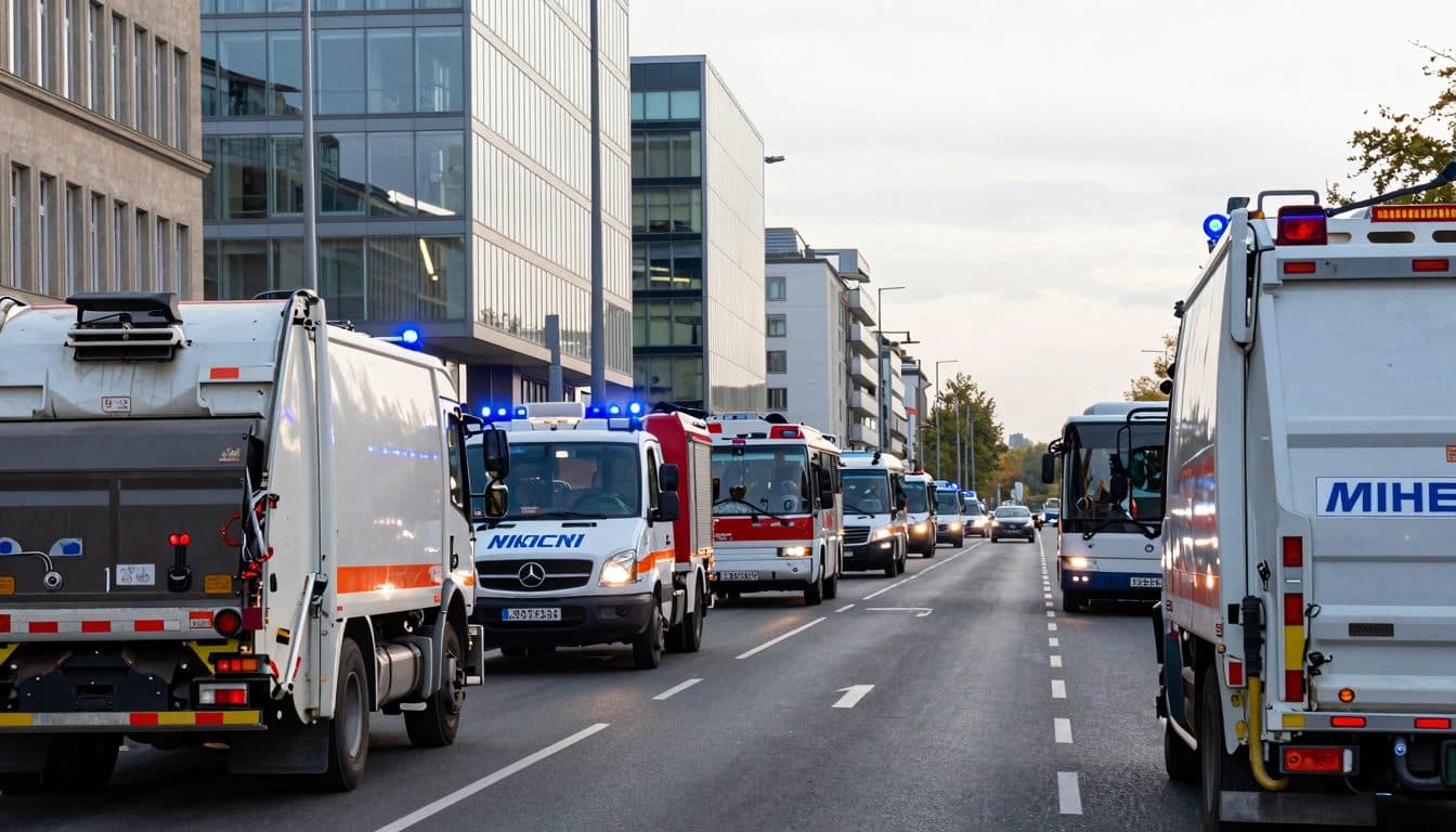 Städte aus NRW fahren mit Blaulicht nach Berlin
