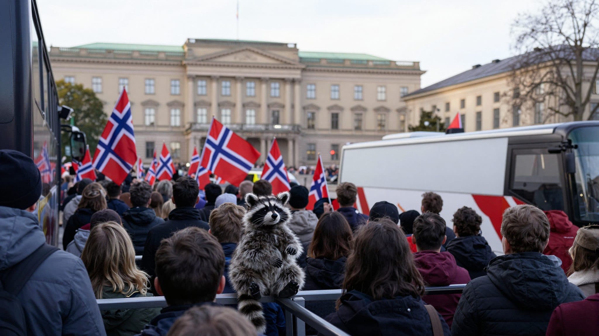 Haaland kommt mit einem Waschbären nach Hause