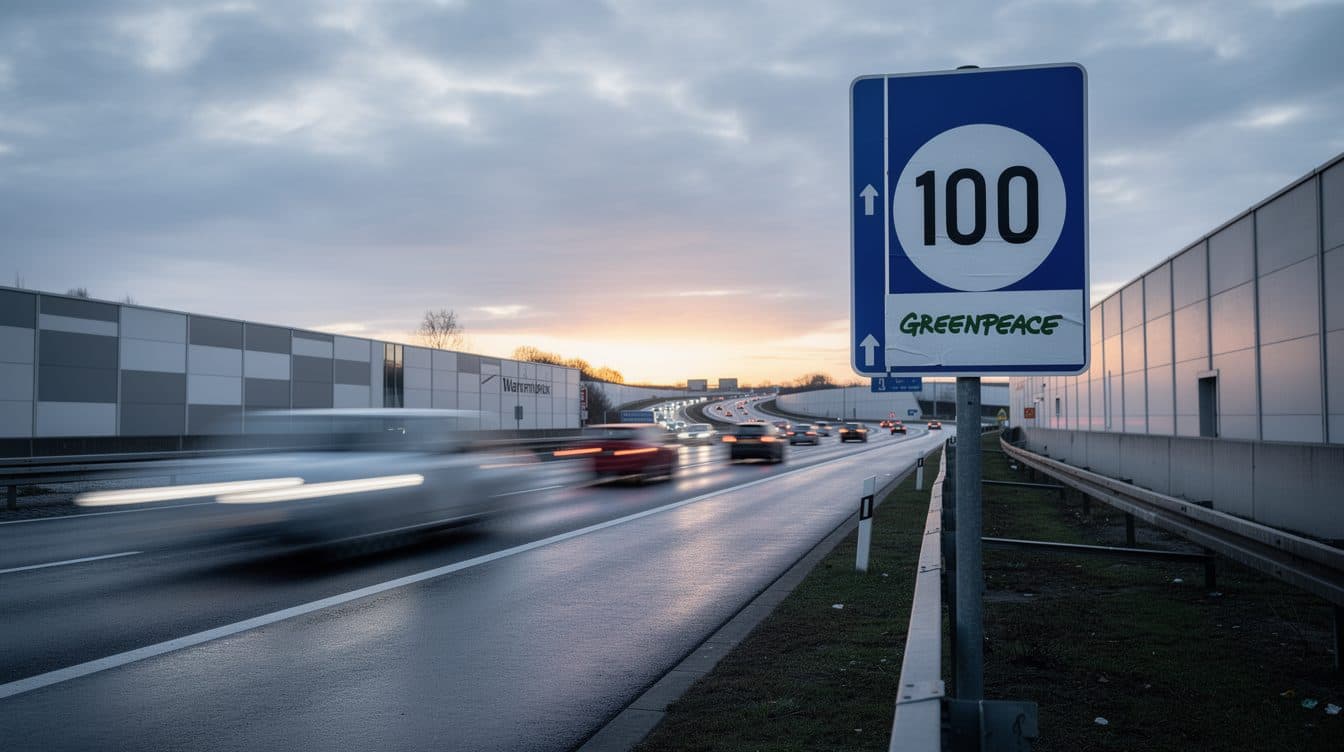 Greenpeace klebt Tempo 100 über 130-Schilder an Autobahnen