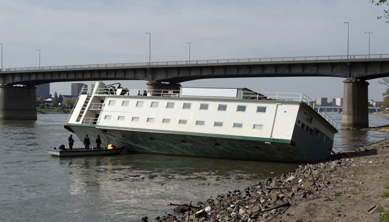 Hotelschiff steckt im Niedrigwasser fest