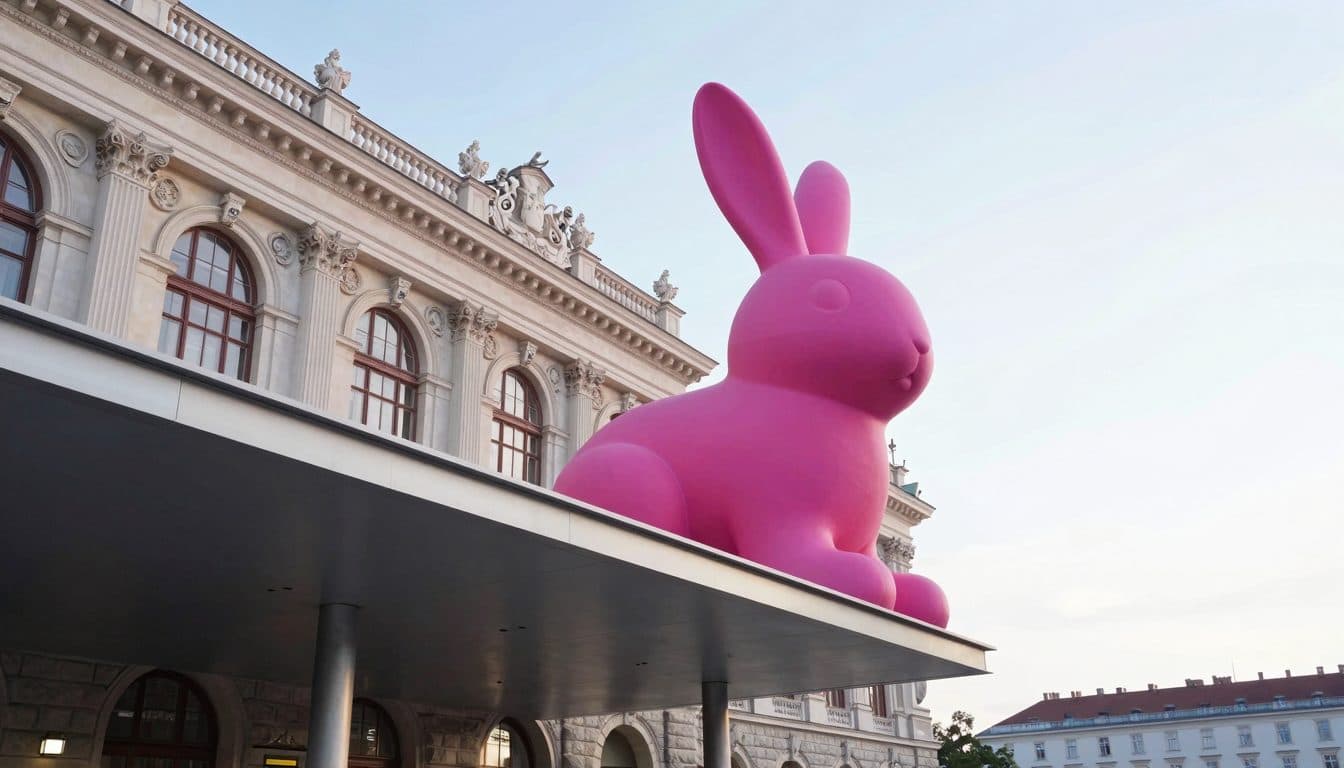 Ein riesiger pinker Hase thront jetzt über Wien