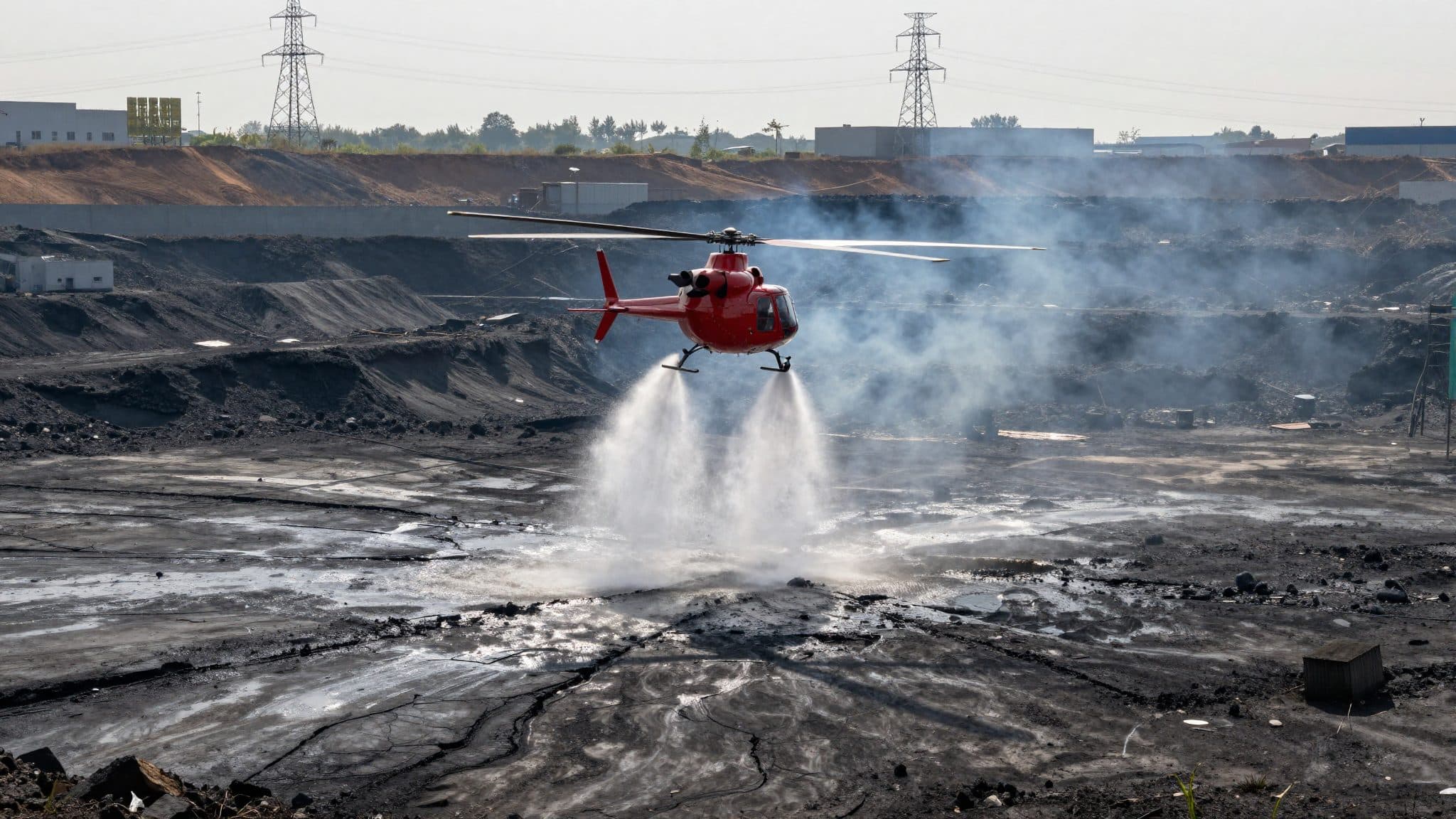 Löschhubschrauber hilft bei Großbrand bei Meuselwitz