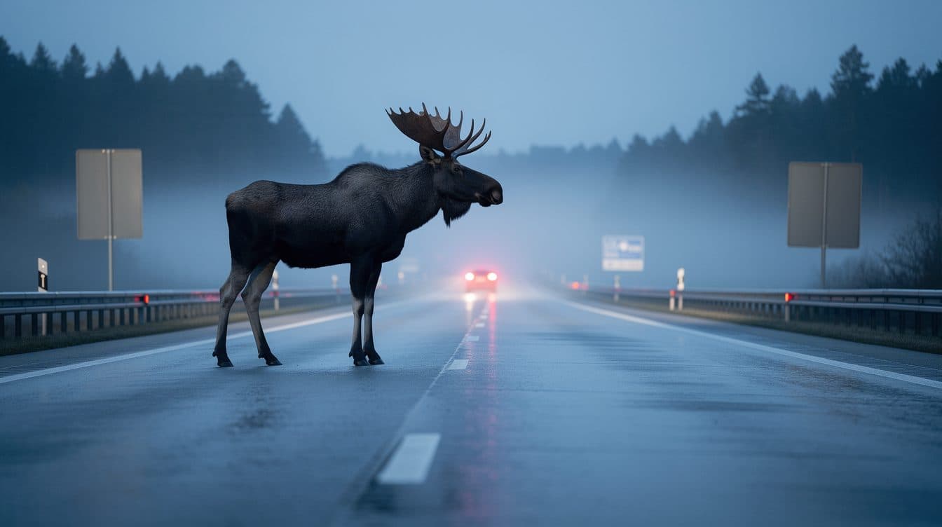 Elch an der Autobahn: Ein Pendler staunt in Brandenburg